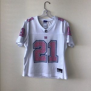 Tiki Barber Vintage Pink And White Jersey